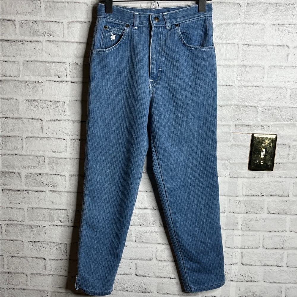 Vintage playboy playmate pinstripe jeans 80s 25” waist